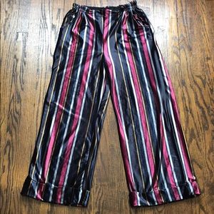 Akira Wide Leg Striped Velour Pants